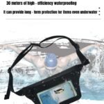 A black waterproof waist bag with a phone display, offering 30 - meter high - efficiency waterproofing
