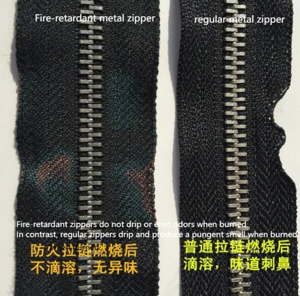 Comparison between fire - retardant metal zipper and regular metal zipper