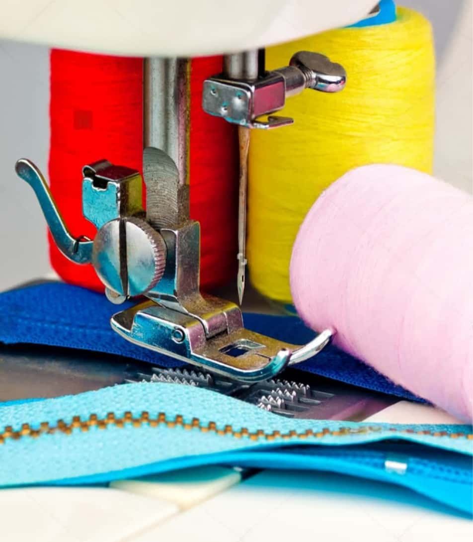 A collage of six images showcasing various types of zippers with different features such as reflective film, two - tone film, double black strap, and silkscreen printing patterns.