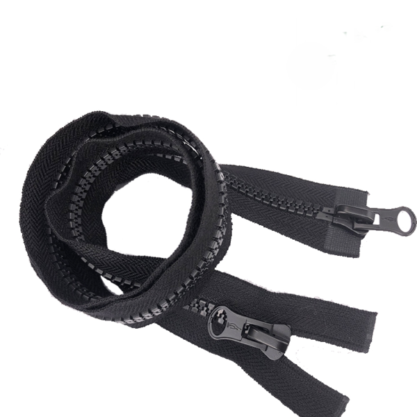 Detailed screenshot showing the black zipper with teeth and slider mechanisms