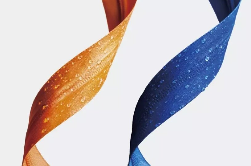 Twisted waterproof zipper tapes with water droplets, seamless waterproof zipper fabric for technical garments