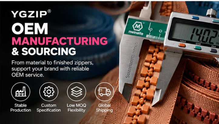 YGZIP OEM zipper manufacturing and sourcing, digital caliper measuring oversized resin zipper teeth, stable production custom specification low MOQ global shipping
