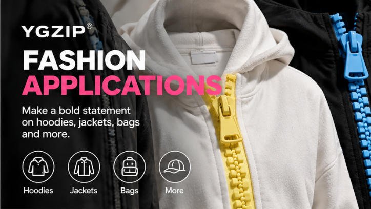 YGZIP oversized resin zipper fashion application, large plastic zipper for hoodies jackets bags bold design heavy duty resin zipper